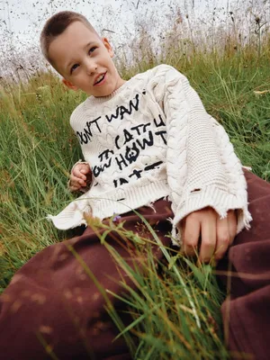 Вязаный джемпер в стиле гранж для мальчиков, арт. 3935