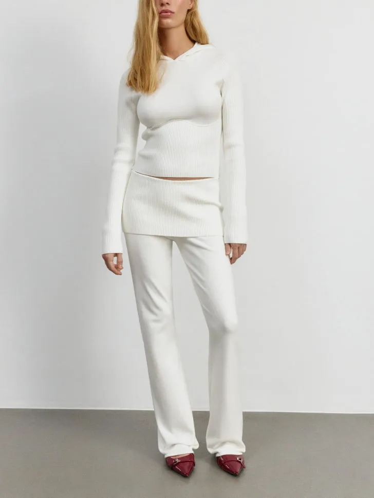 Брюки вязаные с баской, белый, арт. 3940