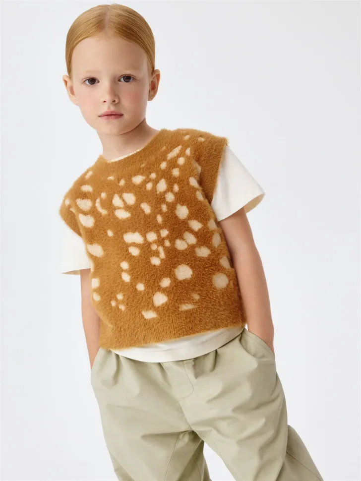 Пушистый жилет с анималистичным принтом для девочек, разноцветный, арт. 3953