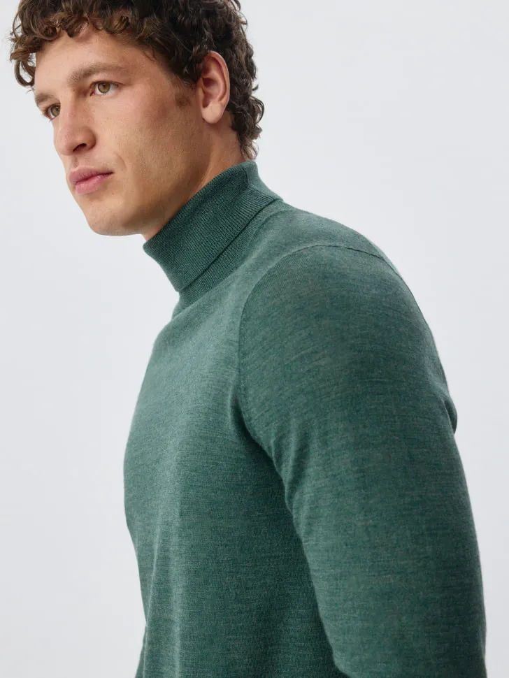 Водолазка из мериносовой шерсти премиум качества, зеленый, арт. 3959