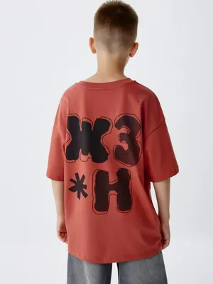 Футболка оверсайз с принтом детская, коричневый, арт. 3966