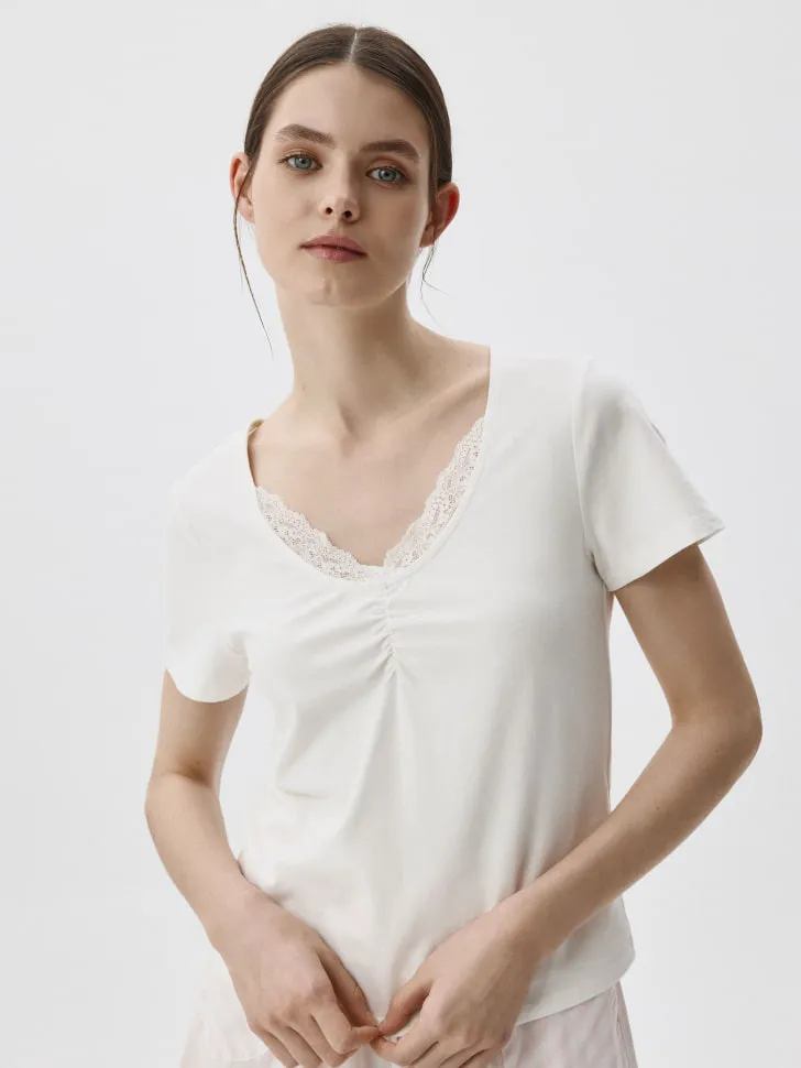 Футболка пижамная с кружевом, арт. 3985