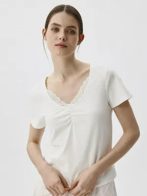 Футболка пижамная с кружевом, арт. 3985