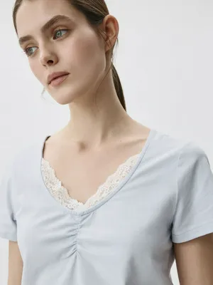 Футболка пижамная с кружевом, арт. 3986