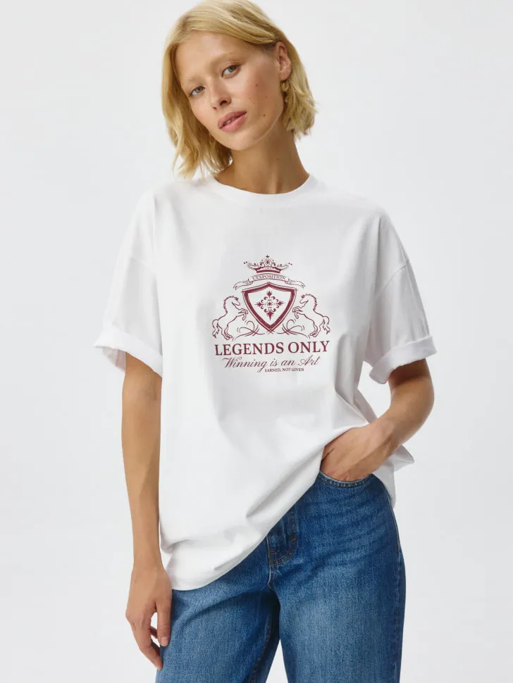 Футболка оверсайз в стиле преппи, белый, арт. 3994