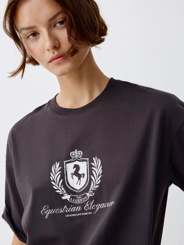 Футболка оверсайз в стиле преппи, серый, арт. 3995