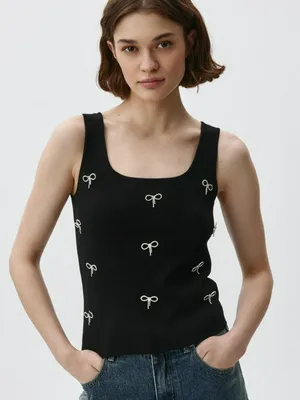 Вязаный топ с бантиками из страз, арт. 4004