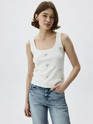 Вязаный топ с бантиками из страз, арт. 4005