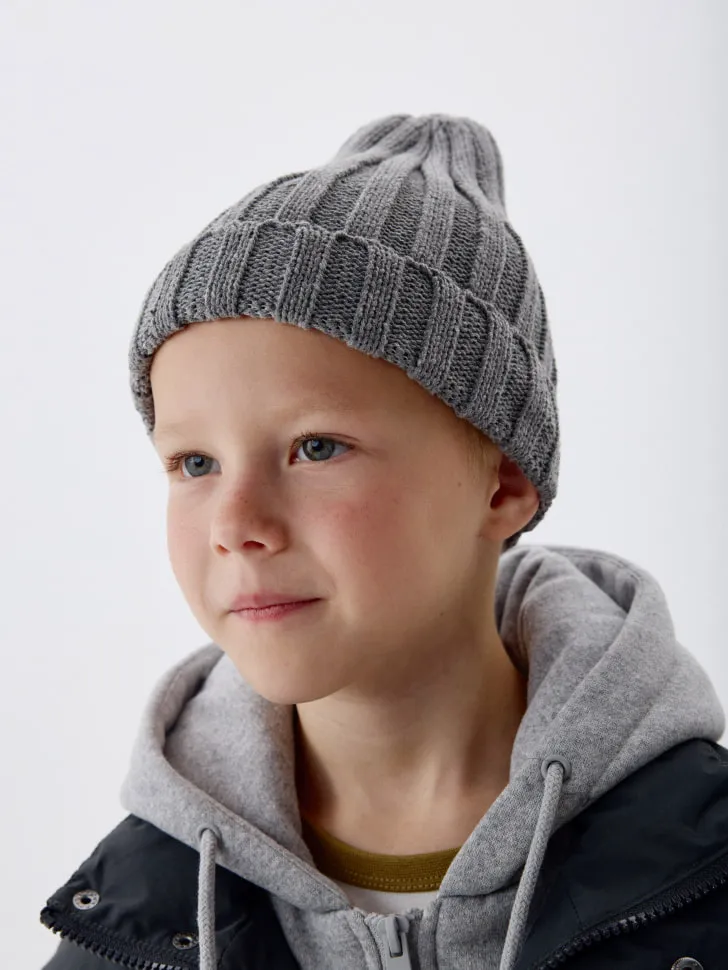 Высокая шапка-бини детская, серый, арт. 4008