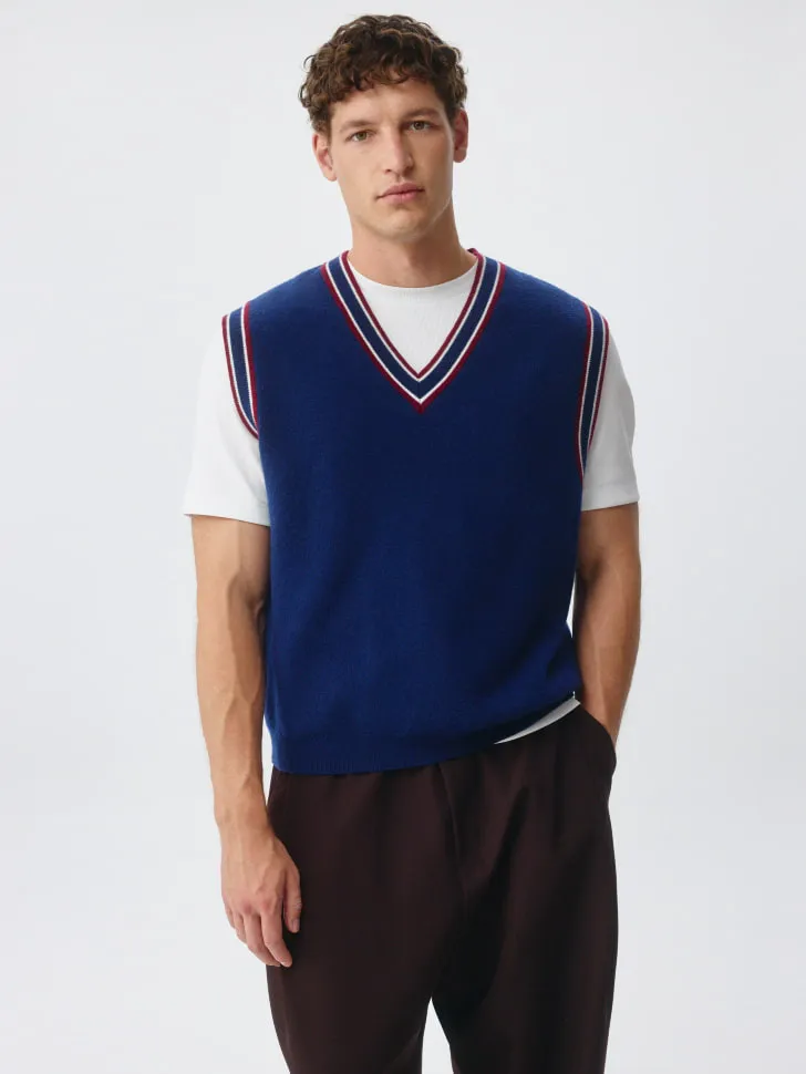 Вязаный жилет Relaxed fit с содержанием шерсти, синий, арт. 4022