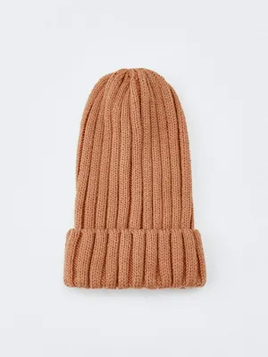 Детская высокая шапка-бини, коричневый, арт. 4023