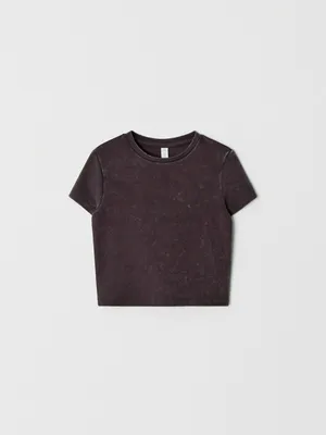 Укороченная футболка со стиркой для девочек, арт. 4028