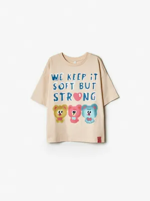 Футболка оверсайз Sela с принтом, бежевый, арт. 40511