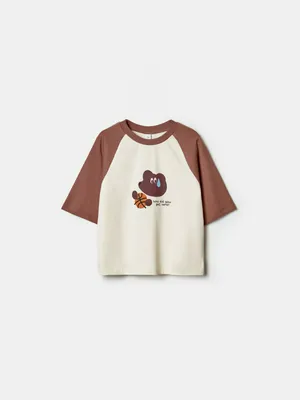 Футболка оверсайз Sela с принтом, бежевый, арт. 40512