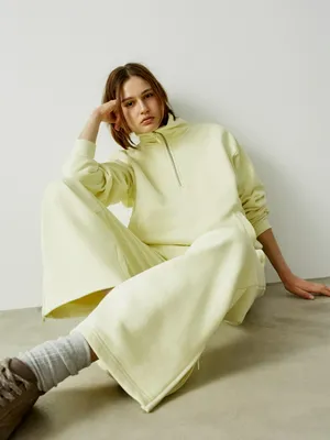 SELA Свитшот оверсайз с воротником на молнии, зеленый, арт. 40516