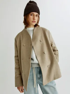 Полупальто Sela двубортное, бежевый, арт. 40517