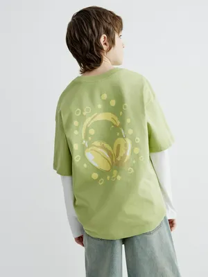 Футболка оверсайз с принтом Sela, зеленый, арт. 40541
