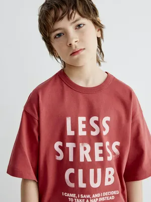 Футболка оверсайз Sela с принтом, красный, арт. 40542