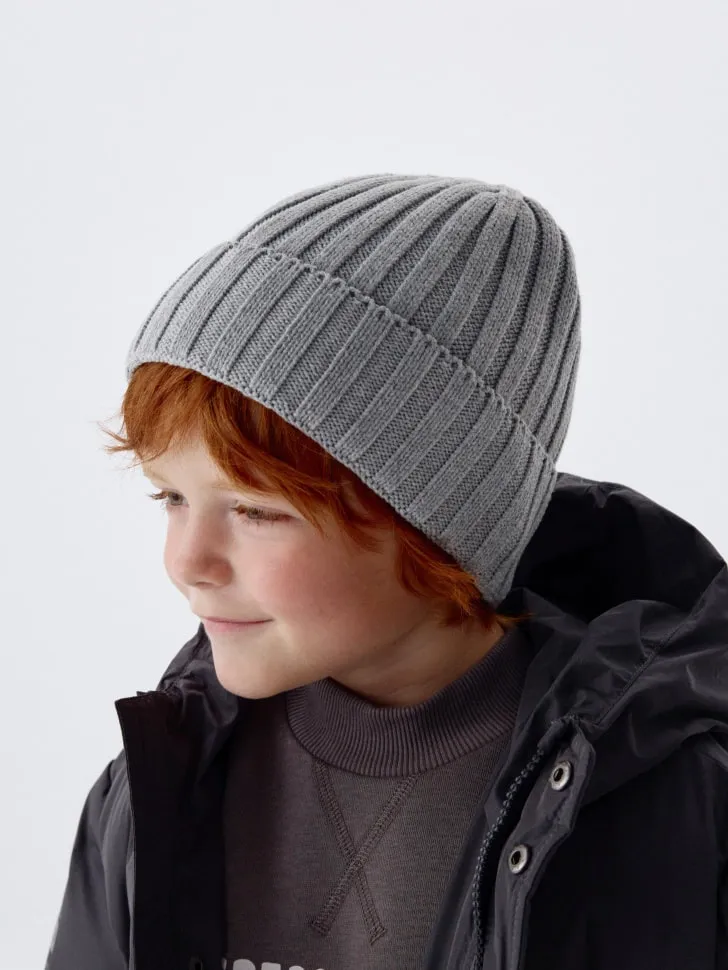 Детская базовая шапка-бини, серый, арт. 4055