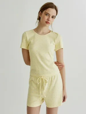 Домашняя футболка SELA с принтом, желтый, арт. 40571