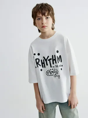 Футболка оверсайз Sela с принтом, белый, арт. 40573