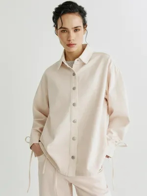 Джинсовая рубашка SELA оверсайз, розовый, арт. 40581