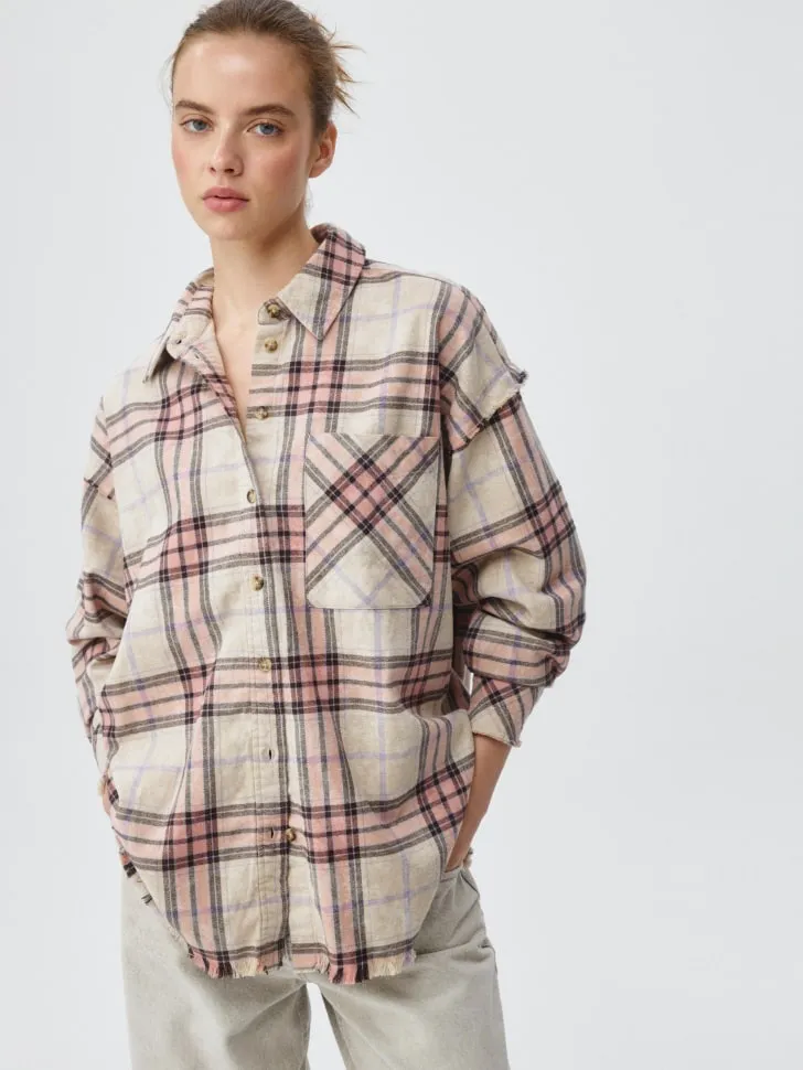 Фланелевая рубашка оверсайз в клетку, разноцветный, арт. 4059