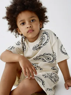 Детская футболка оверсайз Sela с принтом, бежевый, арт. 40592