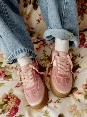 Бархатные кеды на платформе Sela, розовый, арт. 40593