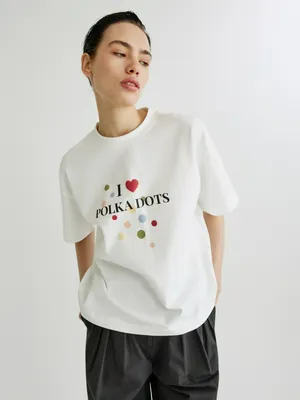 Футболка оверсайз Sela с вышивкой, белый, арт. 40595