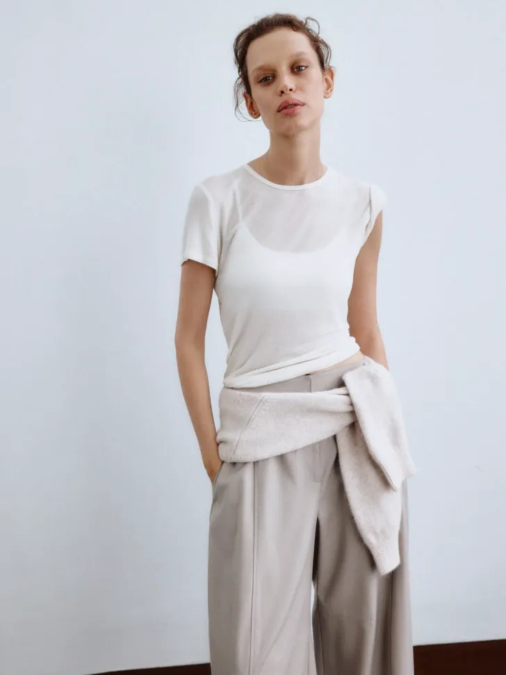 Футболка из модала и кашемира, белый, арт. 4060