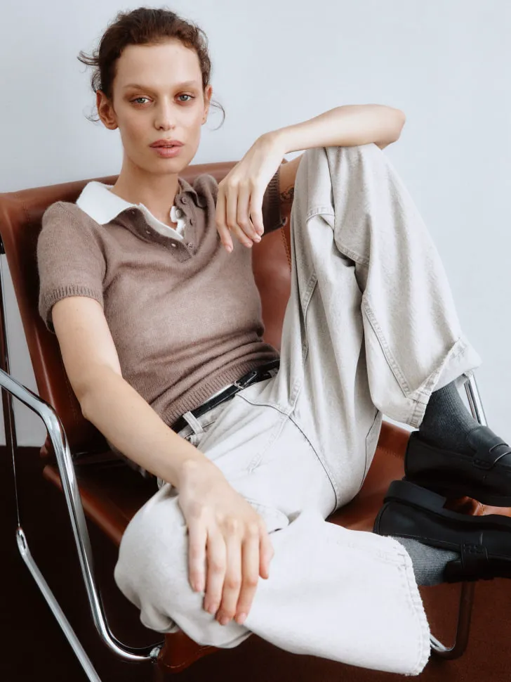 Вязаное поло, коричневый, арт. 4065