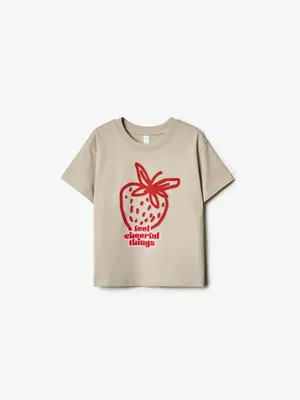 Футболка SELA с принтом клубника, бежевый, арт. 40741