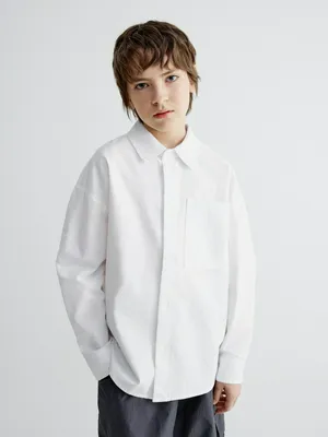 Хлопковая рубашка оверсайз Sela, белый, арт. 40778