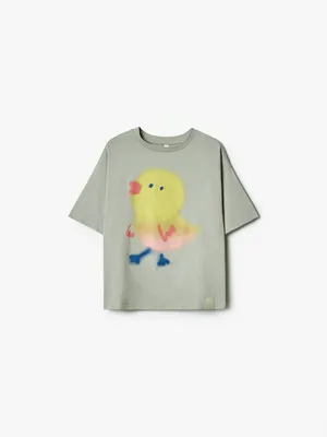 Футболка оверсайз Sela с принтом, зеленый, арт. 40792