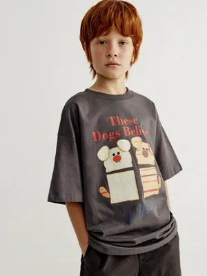 Футболка оверсайз Sela с принтом, серый, арт. 40797