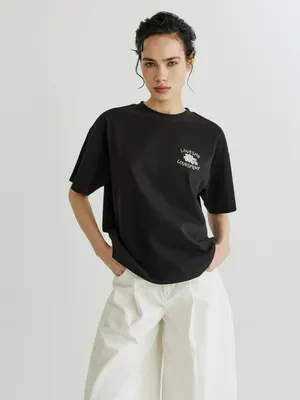 Футболка Sela оверсайз с вышивкой, черный, арт. 40807