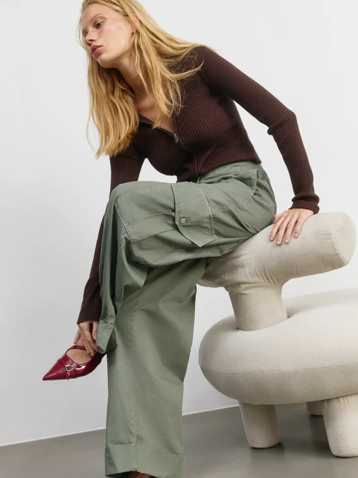 Брюки карго, хаки, арт. 4084