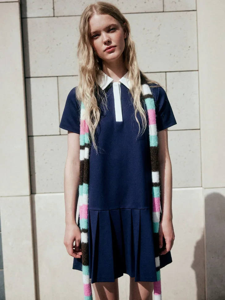 Платье с юбкой в складку SELA Young, синий, арт. 4097