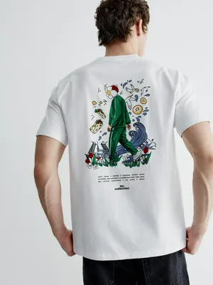 Футболка Sela Oversize fit с принтом, белый, арт. 40988