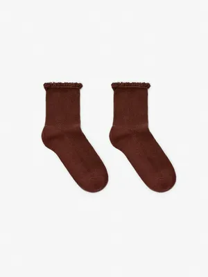 Носки Sela с кружевным краем, коричневый, арт. 40990