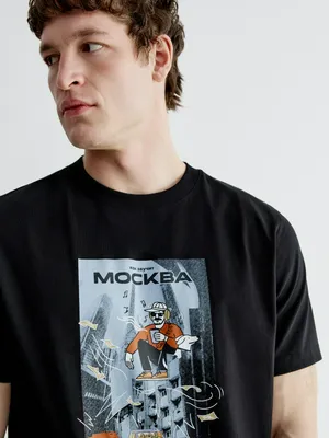 Футболка Oversize Sela с принтом, черный, арт. 40992