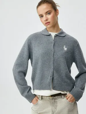 Вязаный кардиган с вышивкой из смесовой шерсти, арт. 4101