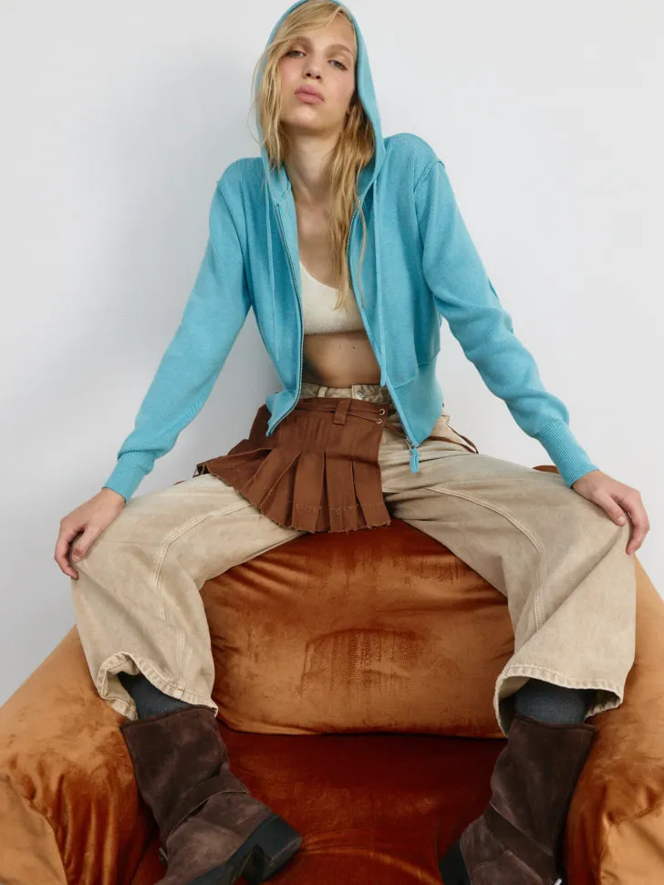 Вязаная толстовка SELA Young, голубой, арт. 4102