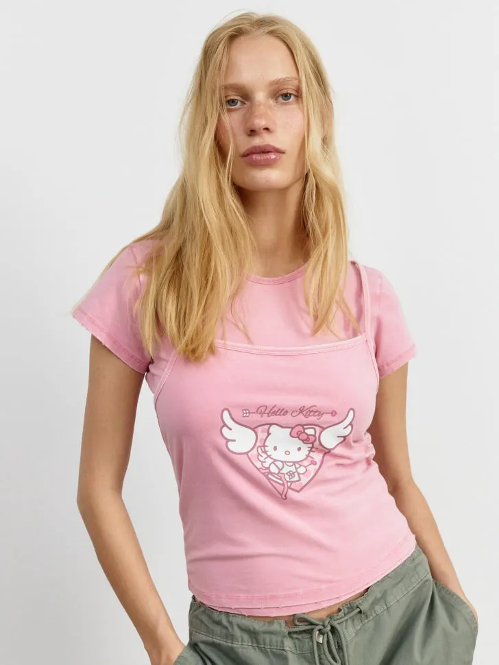 Футболка с майкой на бретелях SELA Young, розовый, арт. 4110