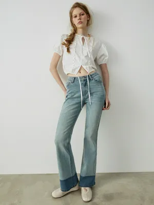 Джинсы клеш SELA Young, голубой, арт. 41121