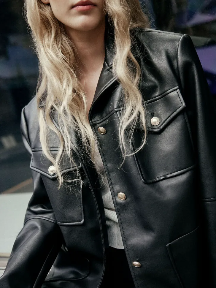 Куртка из экокожи, черный, арт. 4116