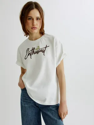 Футболка оверсайз с принтом SELA, белый, арт. 41290