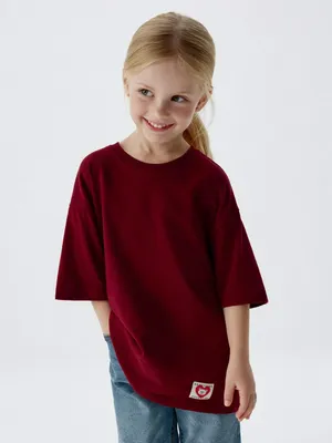 Базовая футболка детская, бордовый, арт. 4135