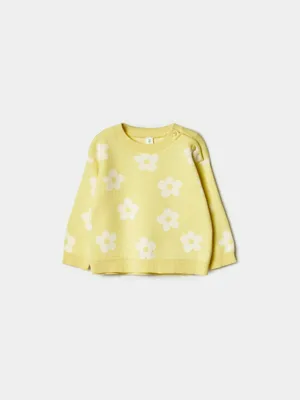 Вязаный джемпер Sela с цветочным принтом для малышей, желтый, арт. 41369